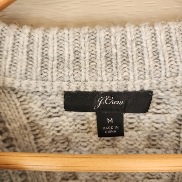 J. Crew Popcorn cable knit gray sweater - Picture 8 of 16